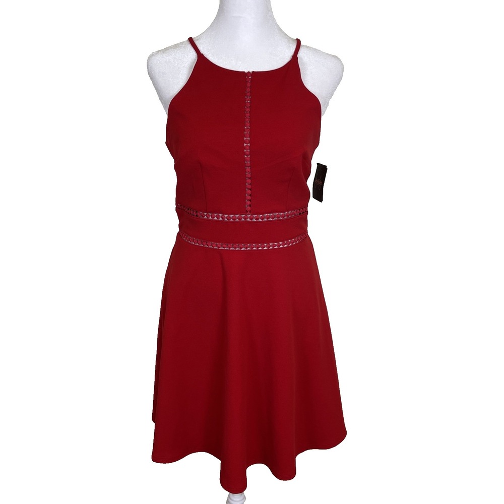 Woman's Dress NWT Size 5‎ Red Midi Peek-a-boo Club Wear Cowgirl Western Feminine